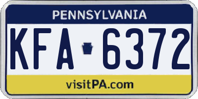 PA license plate KFA6372