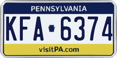 PA license plate KFA6374