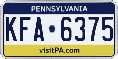 PA license plate KFA6375
