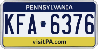 PA license plate KFA6376