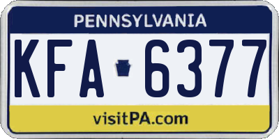 PA license plate KFA6377
