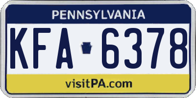 PA license plate KFA6378