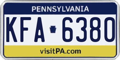 PA license plate KFA6380