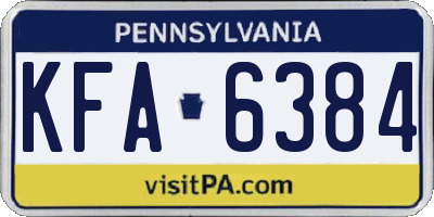 PA license plate KFA6384