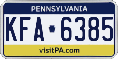 PA license plate KFA6385