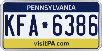 PA license plate KFA6386