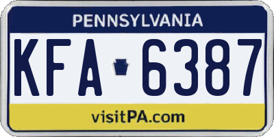 PA license plate KFA6387