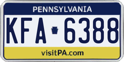 PA license plate KFA6388