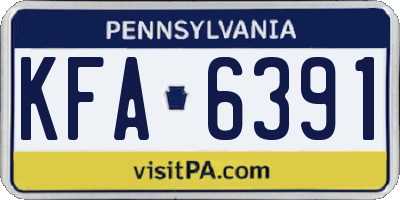 PA license plate KFA6391