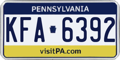 PA license plate KFA6392