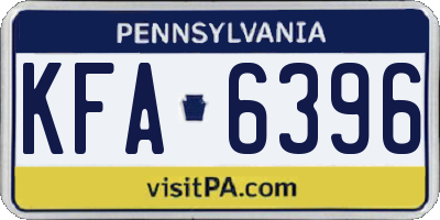 PA license plate KFA6396
