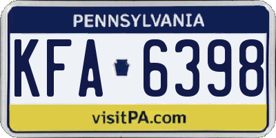 PA license plate KFA6398