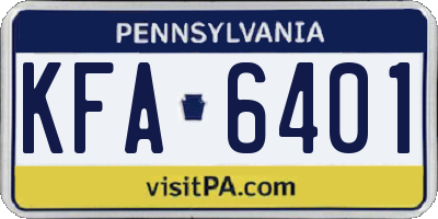 PA license plate KFA6401