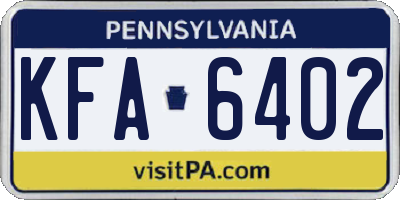 PA license plate KFA6402