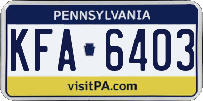 PA license plate KFA6403