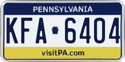 PA license plate KFA6404