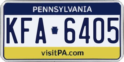 PA license plate KFA6405