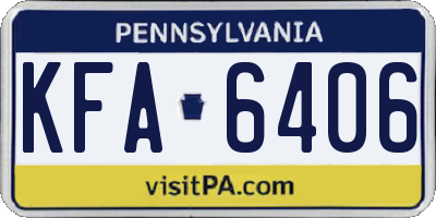 PA license plate KFA6406
