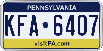 PA license plate KFA6407