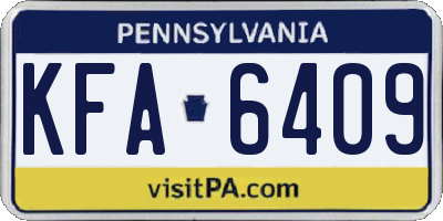 PA license plate KFA6409