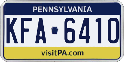 PA license plate KFA6410