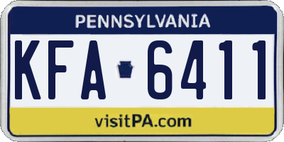 PA license plate KFA6411