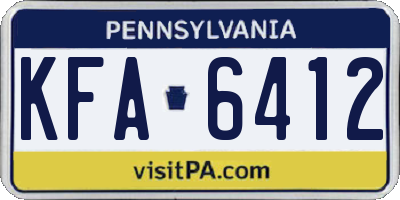PA license plate KFA6412