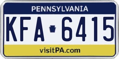 PA license plate KFA6415