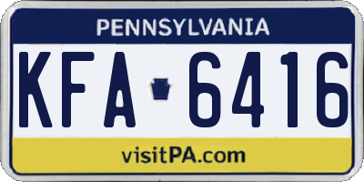 PA license plate KFA6416