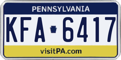 PA license plate KFA6417