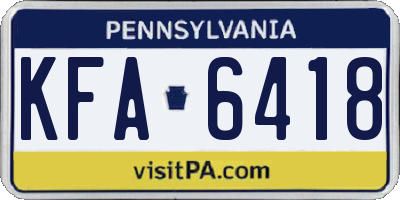 PA license plate KFA6418