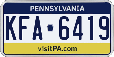PA license plate KFA6419