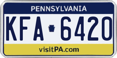 PA license plate KFA6420