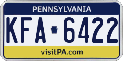 PA license plate KFA6422