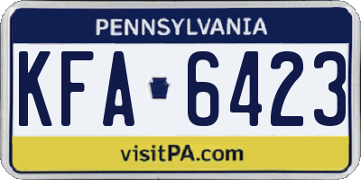PA license plate KFA6423