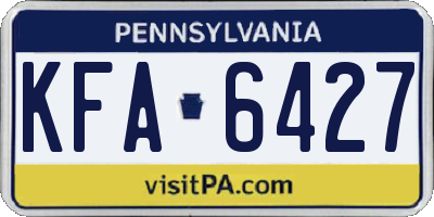 PA license plate KFA6427