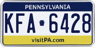 PA license plate KFA6428