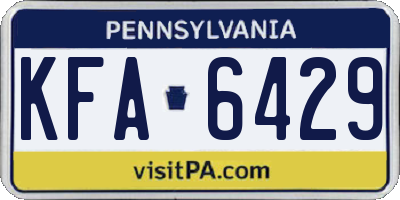 PA license plate KFA6429