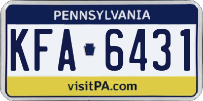 PA license plate KFA6431