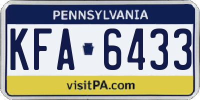 PA license plate KFA6433
