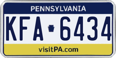 PA license plate KFA6434