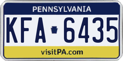 PA license plate KFA6435