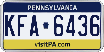 PA license plate KFA6436