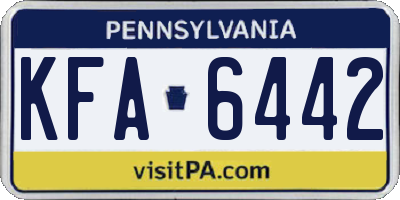 PA license plate KFA6442