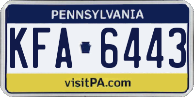 PA license plate KFA6443