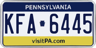 PA license plate KFA6445
