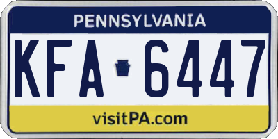 PA license plate KFA6447