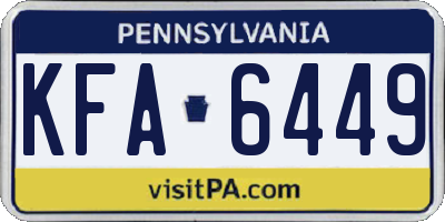 PA license plate KFA6449