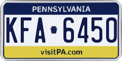 PA license plate KFA6450