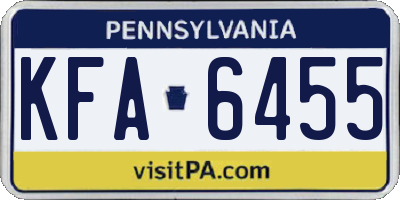 PA license plate KFA6455